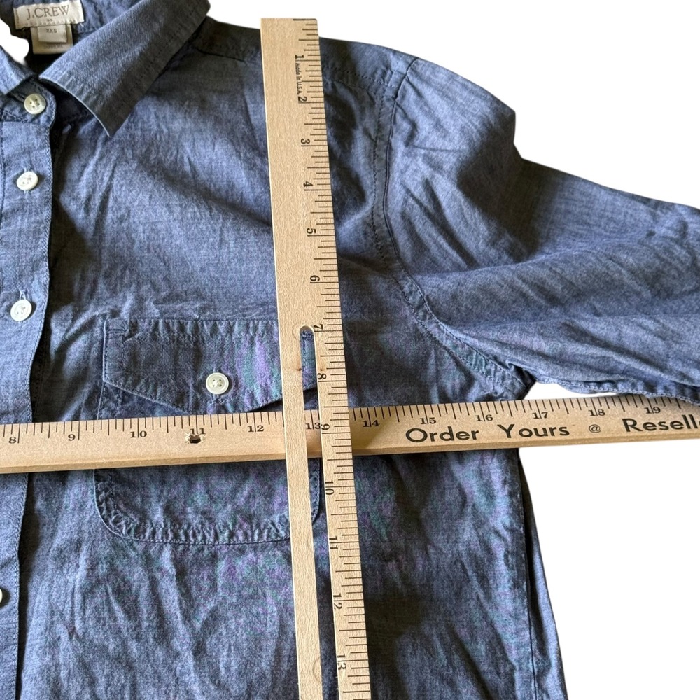 J.Crew Chambray Tunic Shirt Roll-Up Sleeve Button Down Preppy Minimalist XXS - Picture 6 of 8